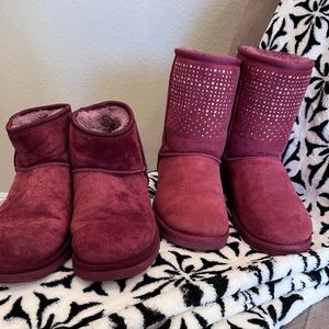 2 pairs genuine Uggs. Both in the dark purple/pink hue.